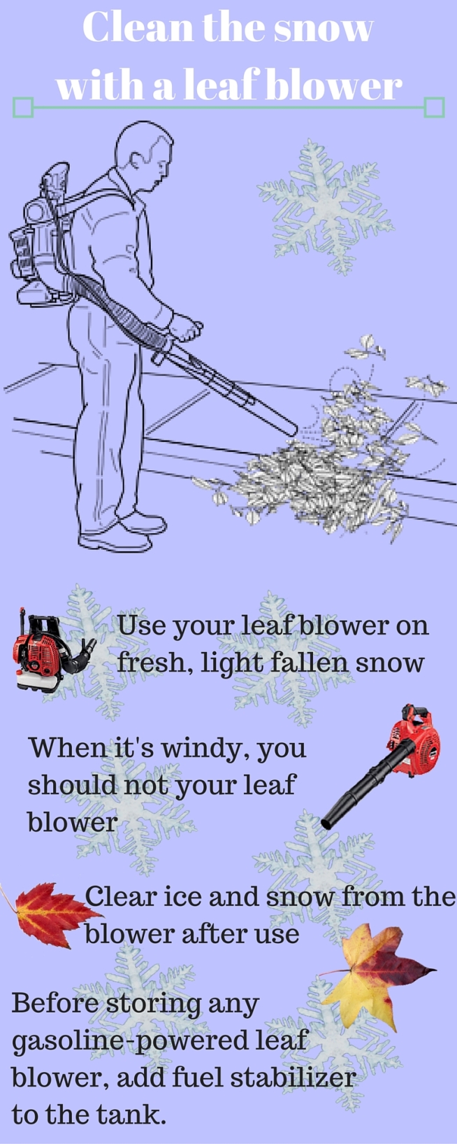 Clean the snow with a leaf blower _ infographic